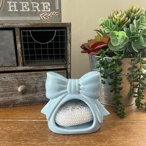New Decorative Blue Bow Ceramic Sponge Holder